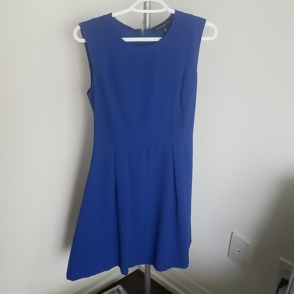 Royal blue workwear fit and flare dress - Picture 2 of 7